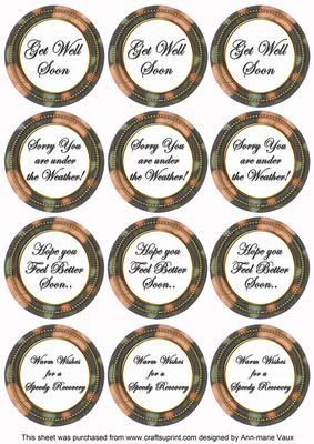 Black Flora Colour Get Well Soon Mix Sentiment Round Toppers