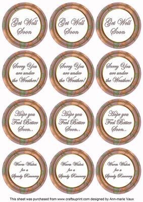 Dpink Flora Col Get Well Soon Mix Sentiment Round Toppers