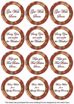 Dred Flora Col Get Well Soon Mix Sentiment Round Toppers