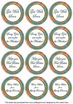 Dteal Flora Col Get Well Soon Mix Sentiment Round Toppers