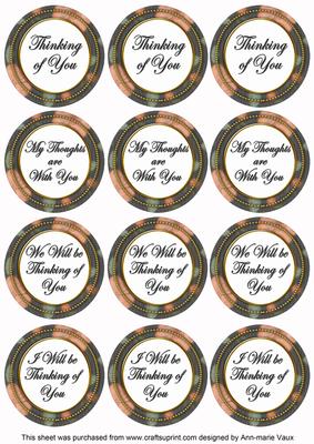 Black Flora Col Thinking of You Mix Sentiment Round Toppers