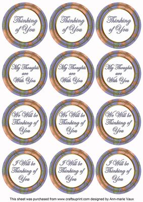 Blue Flora Col Thinking of You Mix Sentiment Round Toppers
