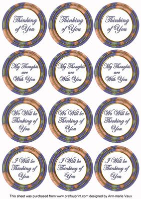 Dblue Flora Col Thinking of You Mix Sentiment Round Toppers