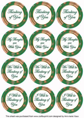 Dgreen Flora Col Thinking of You Mix Sentiment Round Toppers