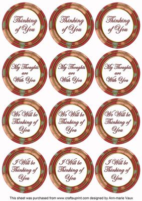 Dred Flora Col Thinking of You Mix Sentiment Round Toppers
