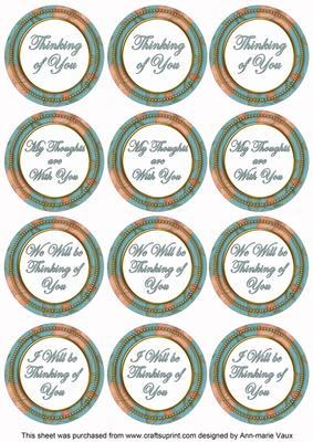 Dteal Flora Col Thinking of You Mix Sentiment Round Toppers