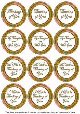Gold Flora Col Thinking of You Mix Sentiment Round Toppers