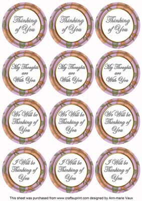 Lilac Flora Col Thinking of You Mix Sentiment Round Toppers