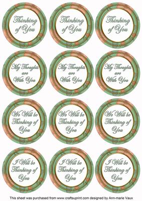 Mgreen Flora Col Thinking of You Mix Sentiment Round Toppers