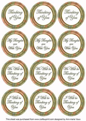 Olive Flora Col Thinking of You Mix Sentiment Round Toppers