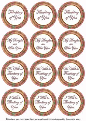 Pink Flora Col Thinking of You Mix Sentiment Round Toppers