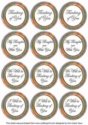 Silver Flora Col Thinking of You Mix Sentiment Round Toppers