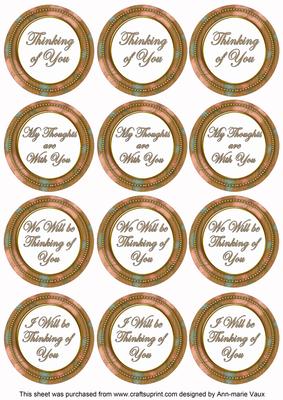 Vtea Flora Col Thinking of You Mix Sentiment Round Toppers
