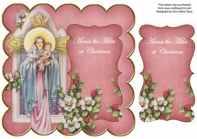 Pink Mother Mary Across Miles Christmas 8in Scallop Topper