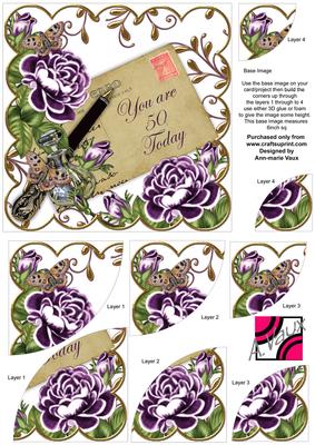 Purple Roses Ink Saver 50 Today 6in Duo Corner Stacker