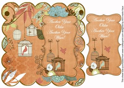 Borange Birdcage Another Year Older 8in Scallop Topper