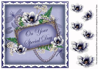 Dblue Magnolia Special Day 8in Vintage Decoupage Topper