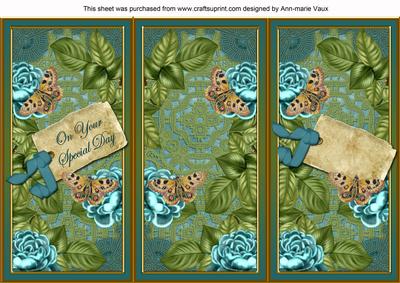 Teal Roses Special Day Quick Tri-fold Card