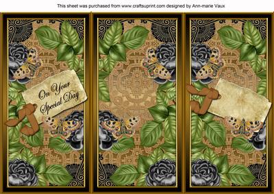 Black Gold Roses Special Day Quick Tri-fold Card
