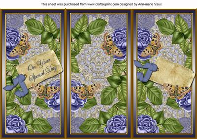 Blue Roses Special Day Quick Tri-fold Card