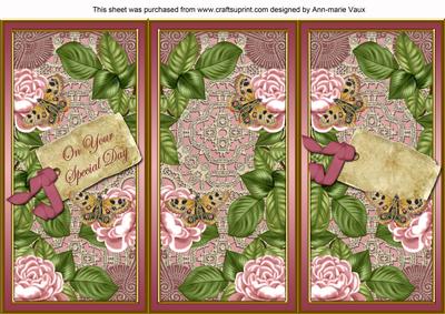 Pink Roses Special Day Quick Tri-fold Card