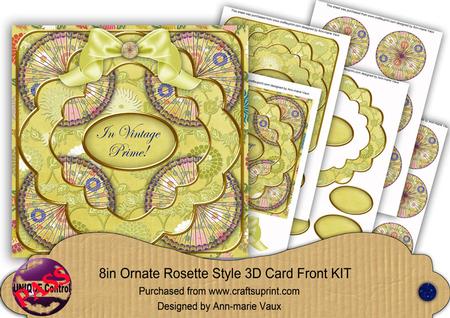 Lemon Oriental Flower Vintage Prime 3D Rosette 8in Cf Kit