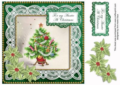Elegant Tree Auntie at Christmas 8in Sentiment Topper