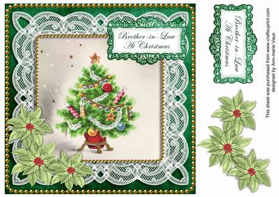Elegant Tree Brother in Law Christmas 8in Sentiment Topper