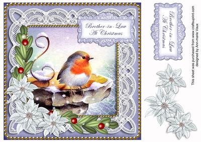 Blue Robin Brother in Law Christmas 8in Sentiment Topper