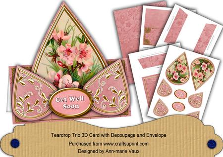 Pink Dogwood Get Well Soon Teardrop Card Kit
