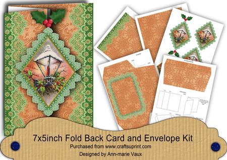 Christmas Lantern Fold Back Card & Envelope Kit