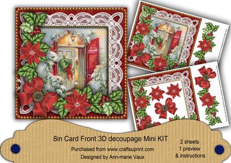 Christmas Door Red Mini 8in Decoupage Card Front Kit