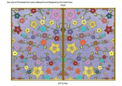 Blue Oriental Blossom Colour 7x5 Cut & Fold Card
