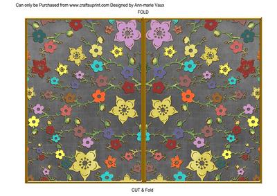 Black Oriental Blossom Colour 7x5 Cut & Fold Card