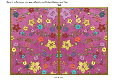 Cerise Oriental Blossom Colour 7x5 Cut & Fold Card