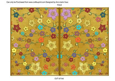Gold Oriental Blossom Colour 7x5 Cut & Fold Card