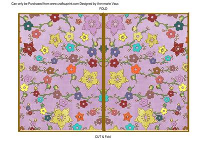 Lilac Oriental Blossom Colour 7x5 Cut & Fold Card
