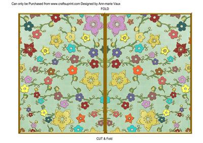 Mint Green Oriental Blossom Colour 7x5 Cut & Fold Card