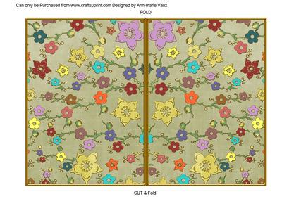 Olive Oriental Blossom Colour 7x5 Cut & Fold Card