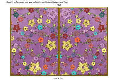 Purple Oriental Blossom Colour 7x5 Cut & Fold Card