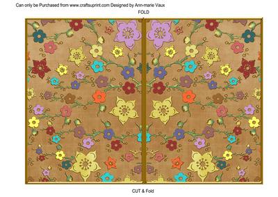 Vintage Tea Oriental Blossom Colour 7x5 Cut & Fold Card