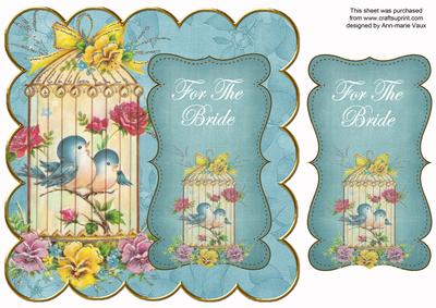 Teal Lovebirds for the Bride 8in Scallop Topper