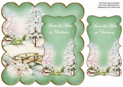 Mid Green Snowscene Across Miles 8in Scallop Topper