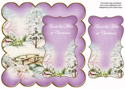 Lilac Snowscene Across Miles 8in Scallop Topper