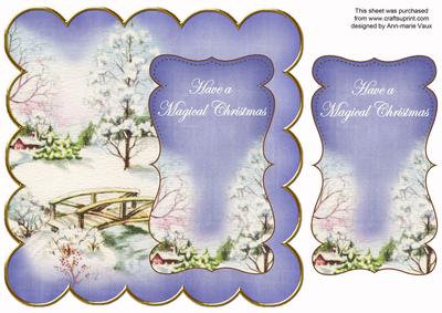 Blue Snowscene Magical Christmas 8in Scallop Topper
