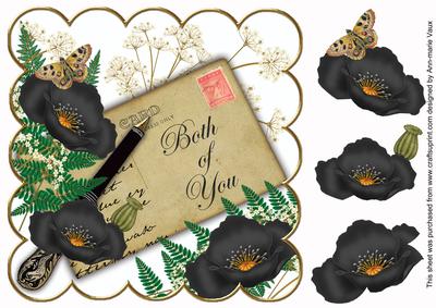 Black Poppies Both of You Ink Saver 8in Decoupage Topper