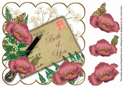 Duskypink Poppies Both of You Ink Saver 8in Decoupage Topper