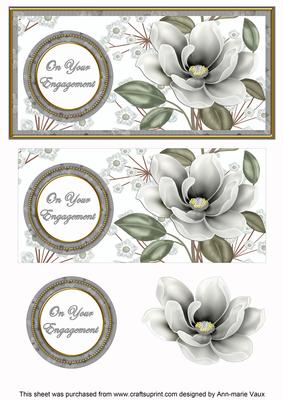 Silver Magnolia Your Engagement Dl Decoupage Topper