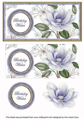 Pale Blue Magnolia Birthday Wishes Dl Decoupage Topper