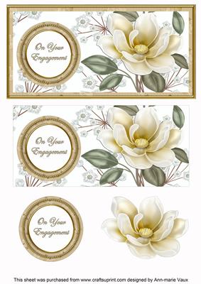 Cream Magnolia Your Engagement Dl Decoupage Topper